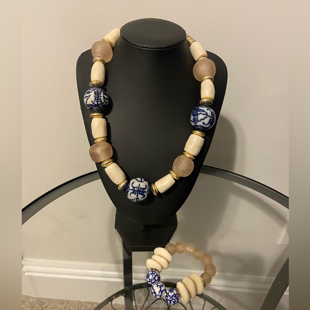 Matching Necklace & bracelet mixed stone set